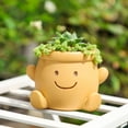 thumbnail image 2 of Cute Face Planter Pot, Small Resin Head Planters for Indoor Plants, Funny Smiling Face Flower Pot Succulent Planter with Drainage Hole, Gift IdeaI for Birthday Christmas (Orange), 2 of 9