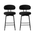 thumbnail image 3 of WestinTrends Alexandria Modern Upholstered Sherpa Fabric Counter Height Bar Stools with Back (Set of 2), Black, 3 of 14