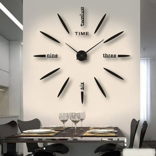 Large Frameless DIY Wall Clock 3D Acrylic Wall Clock Silent Non-Ticking Clock for Home Office Decorations