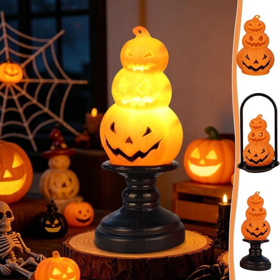 Halloween Decorations Savings, Tarmeek Halloween Pumpkin LED Candle Flameless Candle Orange Plastic Glow-in-the-Dark Spooky Light Party Decor for Home Tabletop Standard Size Pumpkin Themed