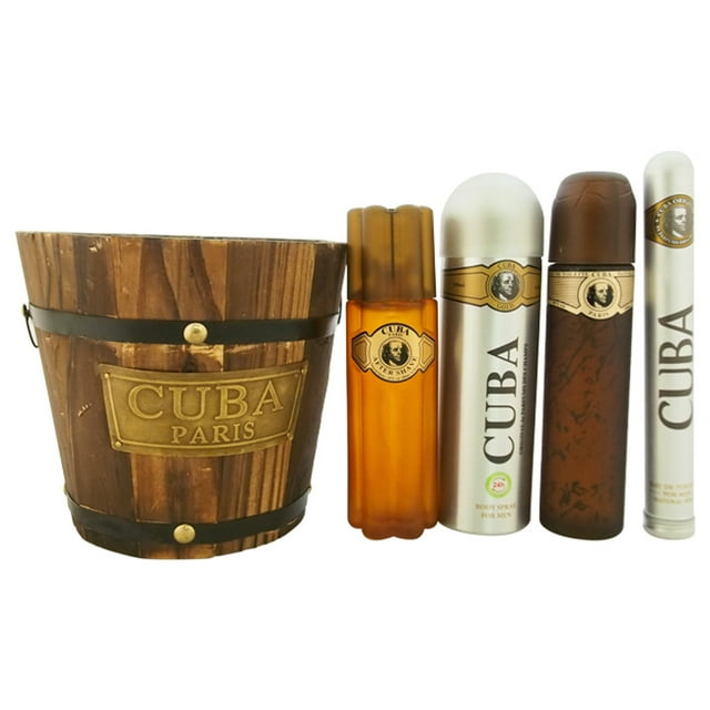 Set de Perfume Cuba Cuba Gold spray desodorante en spray después del afeitado spray con balde Caballero 5 Pc Gift Set