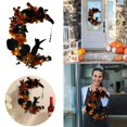 thumbnail image 2 of Halloween Moon Cat Wreath with Lights, Home Decoration Wreath for Hanging, Fall Outdoor Floral Hoop Home Gift, Halloween Party Wall Decorations for Cat Lovers, 2 of 9