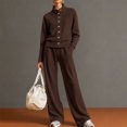 thumbnail image 3 of Women's 2 Piece Outfits Casual Lapel Half Zip Sweatshirts and Wide Leg Pants Tracksuit Sets, 3 of 4