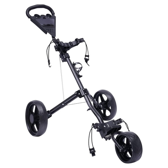 3 Wheel Golf Push Cart, Foldable Golf Cart with Foot Brake & Cup Holder Push Cart Golf with Scoreboard Golf Bag Holder Golf Walking Push Cart