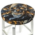 thumbnail image 3 of Goofa Fiery Skull Trio Printed Stool Covers Round, Waterproof Round Bar Stool Covers Anti-Slip Round Bar Stool Seat Cover with Elastic Bands Durable-13 inch, 3 of 7
