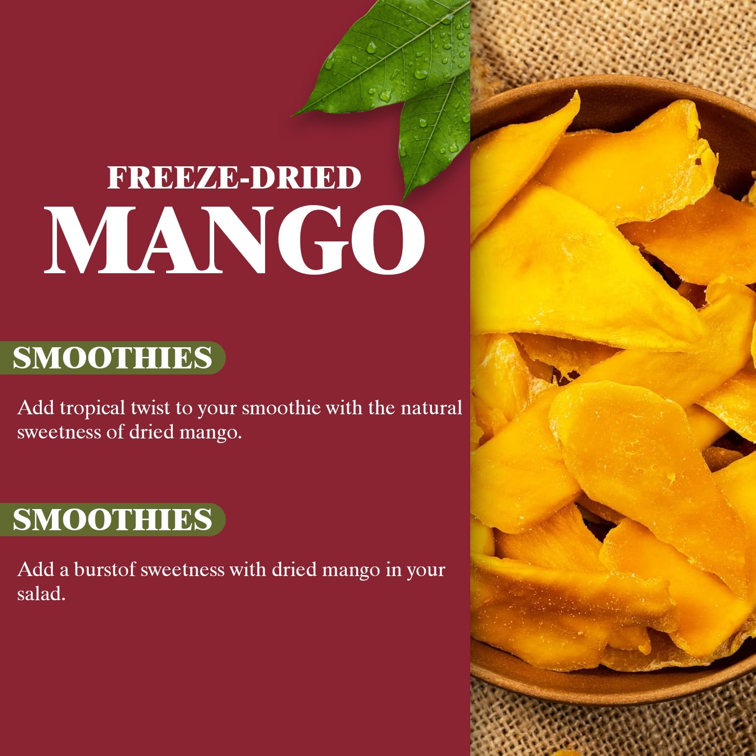 Himalayan Chef Freeze-Dried Fruit – 15g Freeze-Dried Mango, Pack of 10 Bags | Organic Fruit Snacks, Healthy Snacks for Kids & Adults | Baby Snacks, Gluten-Free Dried Fruit