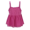 thumbnail image 5 of Women's Casual Lace Trimmed U Neck Sleeveless Loose Fit Tank Tennis Top for Everyday Leisure Pure Color Summer Camisole Comfortable Stretchy Blouse Hot Pink S, 5 of 7