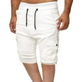 thumbnail image 3 of BiZtdJrK Slim Fit Cotton Shorts for Men Below Knee Drawstring Cargo Shorts Outdoor Jogger Hiking Shorts with Multi Pockets on sale clearance items White XXL, 3 of 6