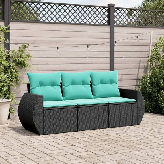 vidaXL Garden Sofa Set Black, Blue