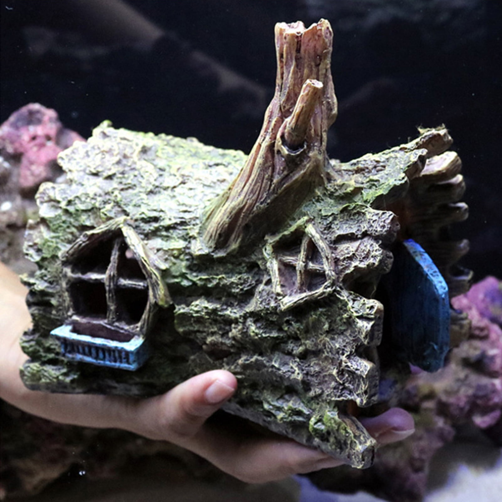 BetterZ Resin Simulation Hollow Tree House Aquarium Fish Tank Decor