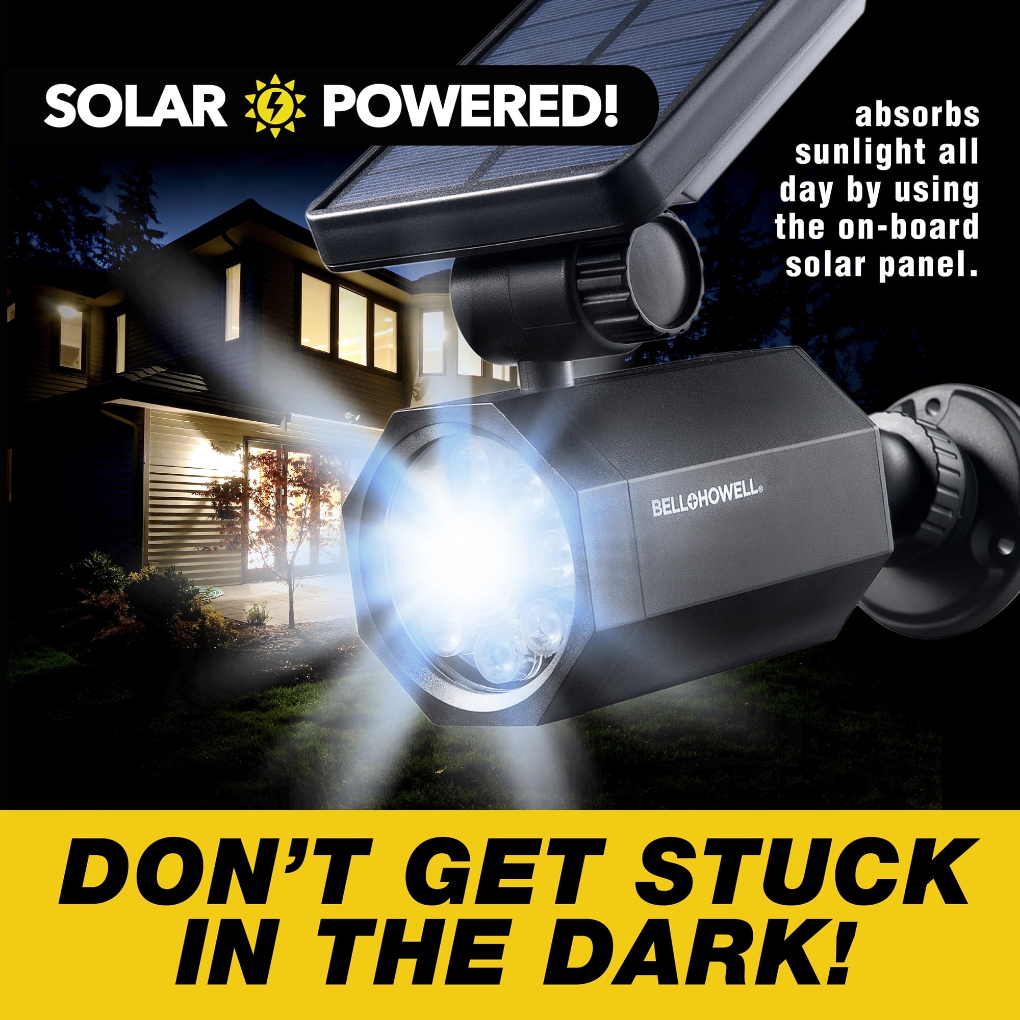(3 pack) Bell + Howell Bionic Spotlight Deluxe Solar Powered Outdoor Motion Sensor LED Security Light