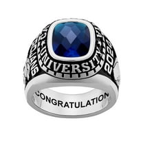 Order Now for 2025 Graduation, Freestyle Men's Sterling Silver Large Classic Checkerboard Birthstone Class Ring, Personalized, High School or College