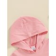thumbnail image 4 of Toddler Girl Summer Outfit Solid Color Hooded Short Sleeve T-Shirts Tops and Shorts Set, 4 of 8