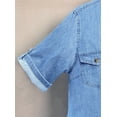 thumbnail image 2 of sicmoss Women's Blue Denim Jean Dress Short Sleeve Button Down Shirt Style Midi Summer Casual, 2 of 7