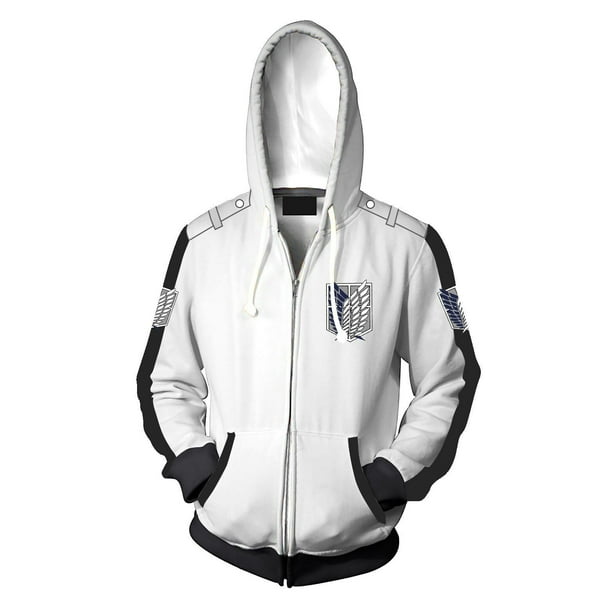 Sudadera de Anime Jersey con capucha Attack on Titan Eren Jaeger Cosplay disfraz chaqueta cremallera TopsBlancoL Deng Xun unisex