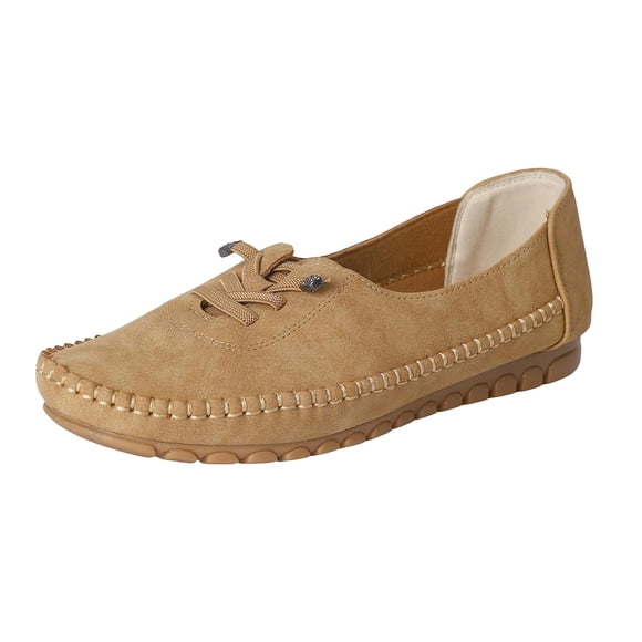 Women Wide Width Loafers Slip on Flat PU Upper Soft Comfortable Walking Shoes for Work Daily Spring Summer Autumn Wear