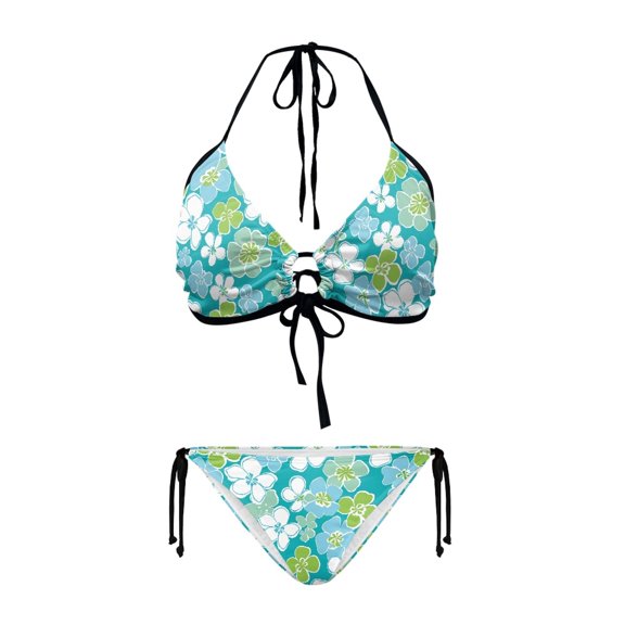 Uourmeti Women's Halter Neck Tropical Floral Bikini Set - Two Piece Triangle Swimsuit with Tie Side, Quick Dry & Skin Friendly for Beach Vacation & Pool Party