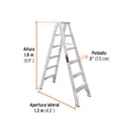 thumbnail image 3 of Truper ESTD-25 Escalera de tijera doble, tipo ll, 5 escalones, Truper, 3 of 3