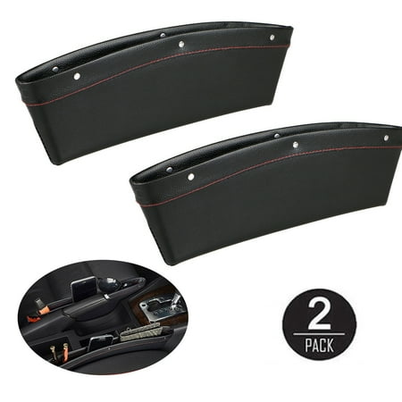 Car Organizer Mobile Car Seat Gap Filler, EEEKit 2-Pack Premium PU Leather Car Seat Side Pocket Gap Filler Organizer Seat Catcher Storage Box For Cell Phone, Credit Cards, Money, Keys ()