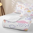 thumbnail image 4 of Erosebridal Pastel Cartoon Rainbow Quilt Full for Girls, Cartoon Cloud Sun Print Full Bedspread Sets, 3-Piece, 4 of 7