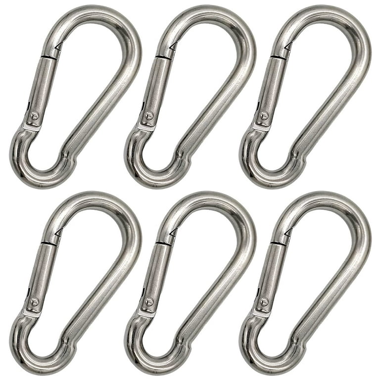 Carabiner Clip Spring Snap Hook - Stainless Steel 304 Locking Snap for Dog  Leash, Outdoor Camping, Swing, Hammock, Hiking,Fishing(6 Pack) 