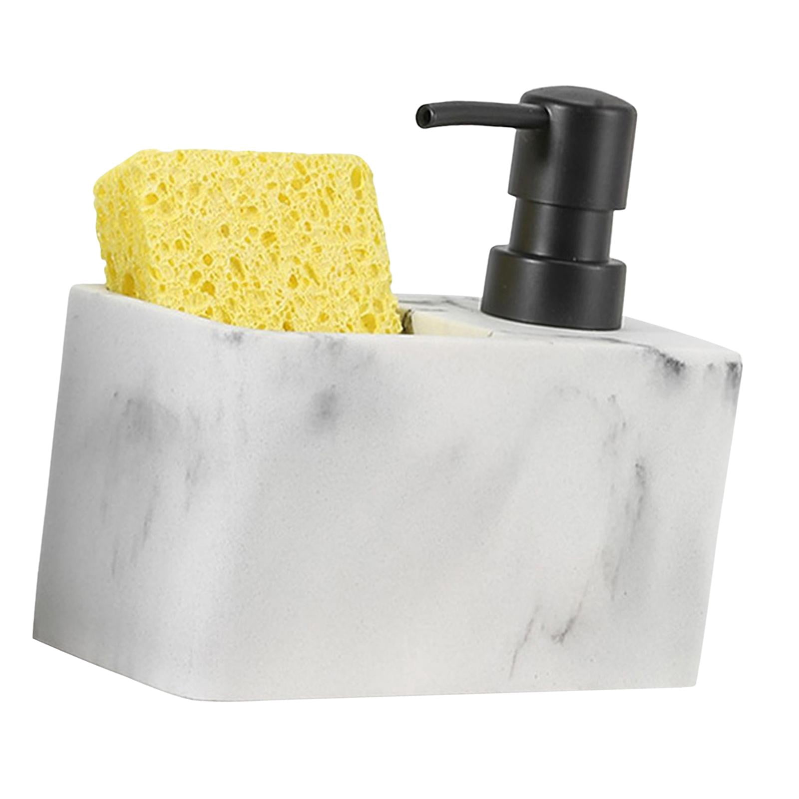 Soap Dispenser, Sponge Holder Liquid Soap Dispenser Liquid Pump Bottle Accessories Scrubbers ,Kitchen Sink Soap Dispenser for Hotel Bathroom White