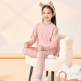 thumbnail image 6 of Riecok Thermal Underwear Set for Kids Long Sleeve Solid Color Pullover Tops and Long Pants Fall Warm Sleepwear Sets, 6 of 6