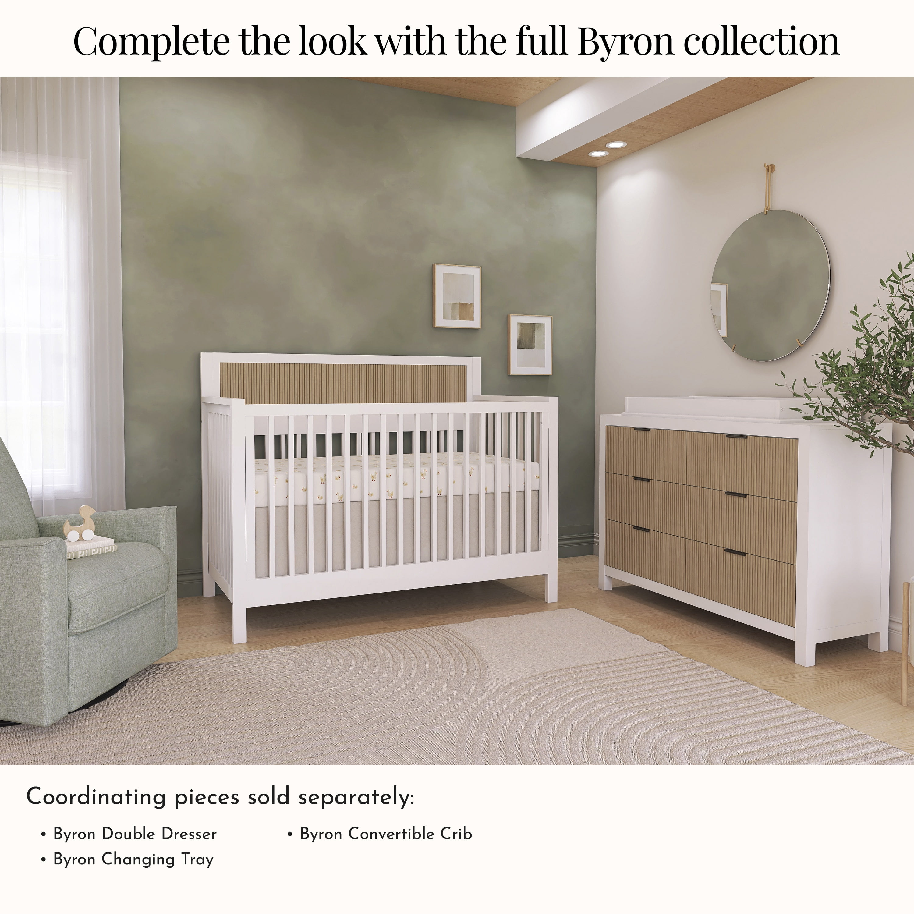 Evolur Byron Convertible Crib, White with Chestnut