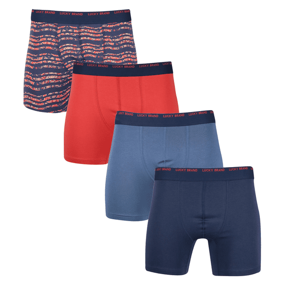 Lucky Brand Boxer Bleu, Rouge & Floral 4 Paquets (S02)