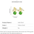 thumbnail image 2 of 14K Gold Cherry Jade Stud Earrings for Women, Icy Jadeite Design, Stunning Gift for Mother on Birthdays, 2 of 5