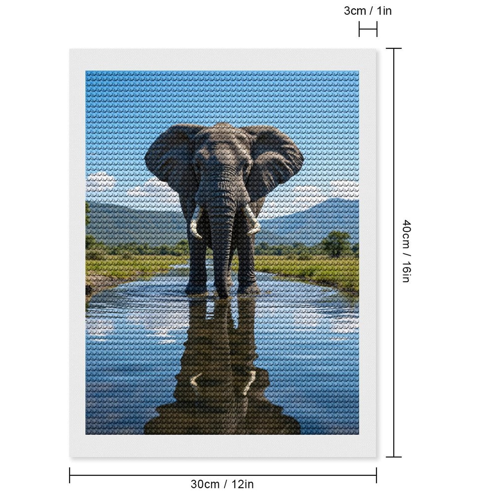 Diamond Art Kits for Adults, Elephant Reflection Serenity Water 5D Diamond Painting Kits for Adults Beginners, DIY Full Drill Diamond Painting, Gem Art and Crafts 12x16