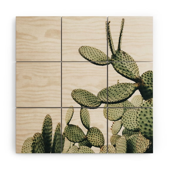 Society6 Romana Lilic / LA76 Photography Cactus on blue sky 5' x 5' Wood Wall Mural