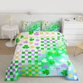 thumbnail image 2 of Castle Fairy Green Purple Yellow Checkered Bedding Comforter Set 2pcs for Boys Girls,St. Patrick's Day Twin Comforter Sets Microfiber,Gradient Four Leaf Clover Breathable Bedding Set, 2 of 8