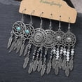 thumbnail image 5 of Pendientes colgantes de aleación étnica vintage para mujer, estilo bohemio, geométricos, en forma de abanico, H, 20908-27, 5 of 5