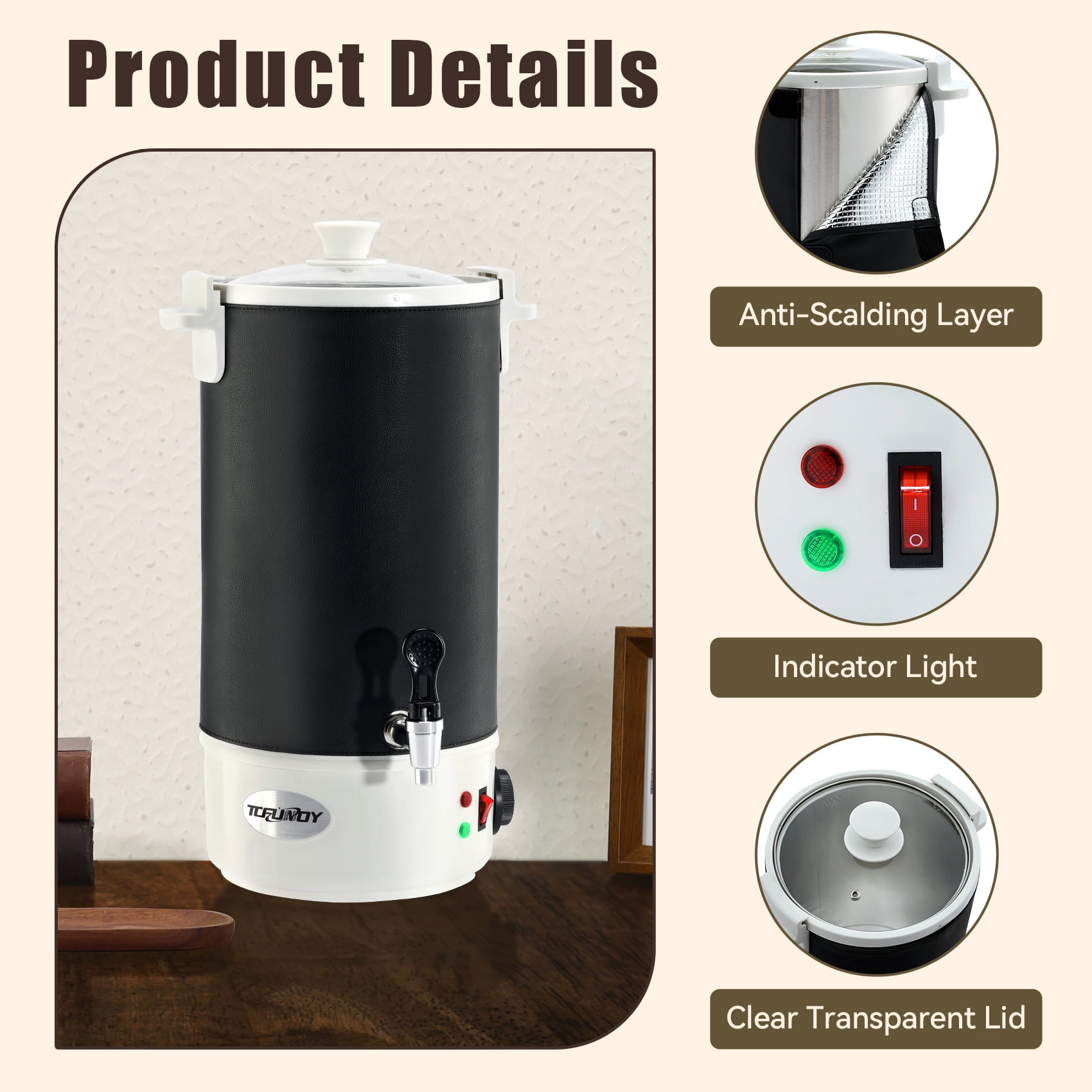 TCFUNDY Wax Melter for Candle & Soap Making, 10L Extra Large Electric Wax Melting Pot with Easy Pour Spout & Adjustable Temperature, Suitable for Candles, Soaps, Creams, Lip Balms, and More, Black