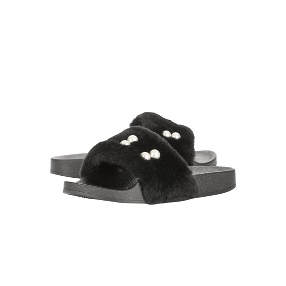 Victoria K Women's Faux Fur w/Pearl Slider Slipper