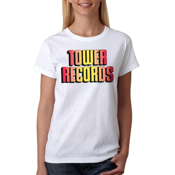 Tower Records Tower Records Logo Shadow Women's White Tshirt NEW
