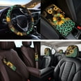 thumbnail image 4 of Jeiento Sunflower Car Seat Cover Full Set of 14 Steering Wheel Cover Seat Belt Pads Leopard Print Armrest Cover Cup Holders Headrest Covers Key Ring Universal Fit for Most Vehicles, 4 of 7