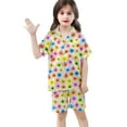 thumbnail image 3 of CAIXIA Girls Pajama Sets Size 10-12 3 Piece Cute Button Down Silky Lounge Sets Short Sleeve Long Pants with Shorts Satin Pjs Sleepwear Lounge for Kids Pjs Clothes,72-Multicolour, 3 of 7