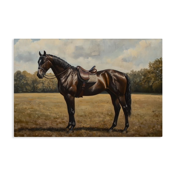 Stupell Industries Cottage Dark Brown Pony Portrait Canvas Art, 24 x 16, by Petals Prints Design