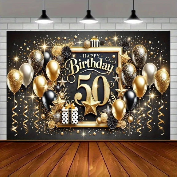 Happy 50th Birthday Celebration Banner - Party decoration, suitable for home, garden, studio and outdoor activities