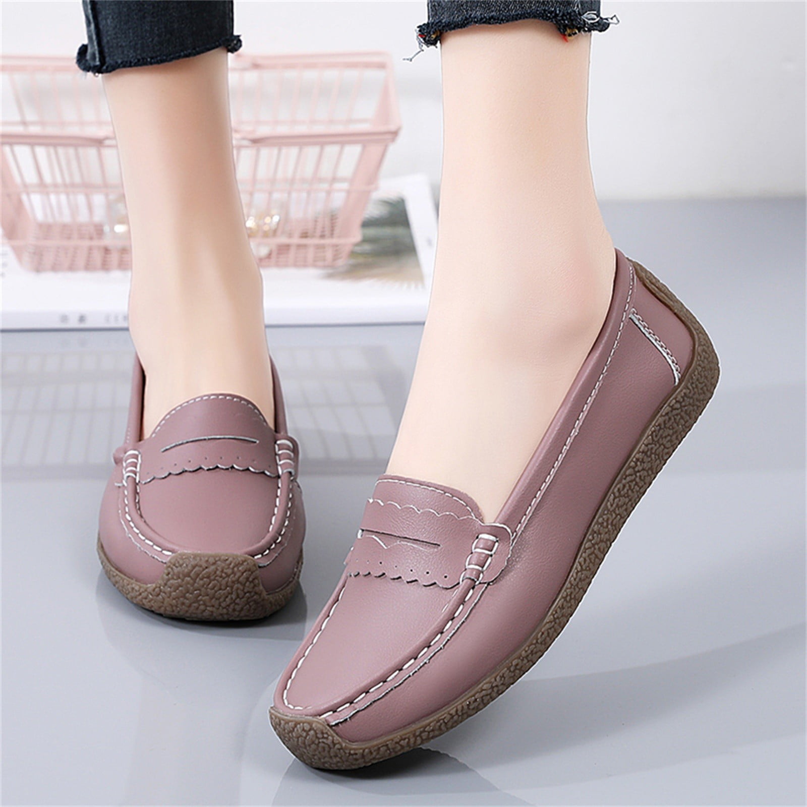 Pink leather shoes ladies deals