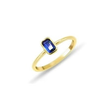 Jewelerix 1 CT Bezel Set Emerald Cut Ring 18K Plated Gold Moissanite Diamond Engagement Ring Proposal Wedding Ring Set