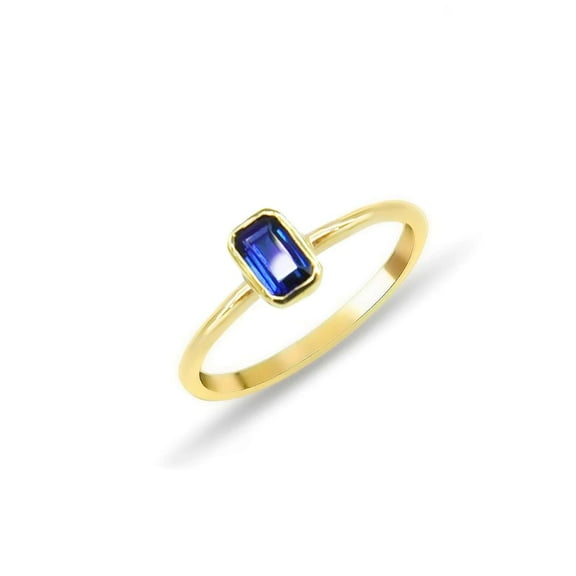 Jewelerix 1 CT Bezel Set Emerald Cut Ring 18K Plated Gold Moissanite Diamond Engagement Ring Proposal Wedding Ring Set