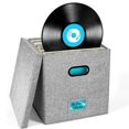 thumbnail image 2 of Vinyl Record Storage Box with Lid and Handles, LP Record Organizer, Stylish Home Decor, Protective Album Holder, 2 of 5