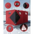 thumbnail image 2 of Ladcaser Pop-up Ice Fishing Tent for 6-8 Persons Insulated Portable Ice Fishing Shelter w/ Zippered Door, Wind Rope & Anchors, 141.73"x70.8"x77.74" Red, 2 of 8