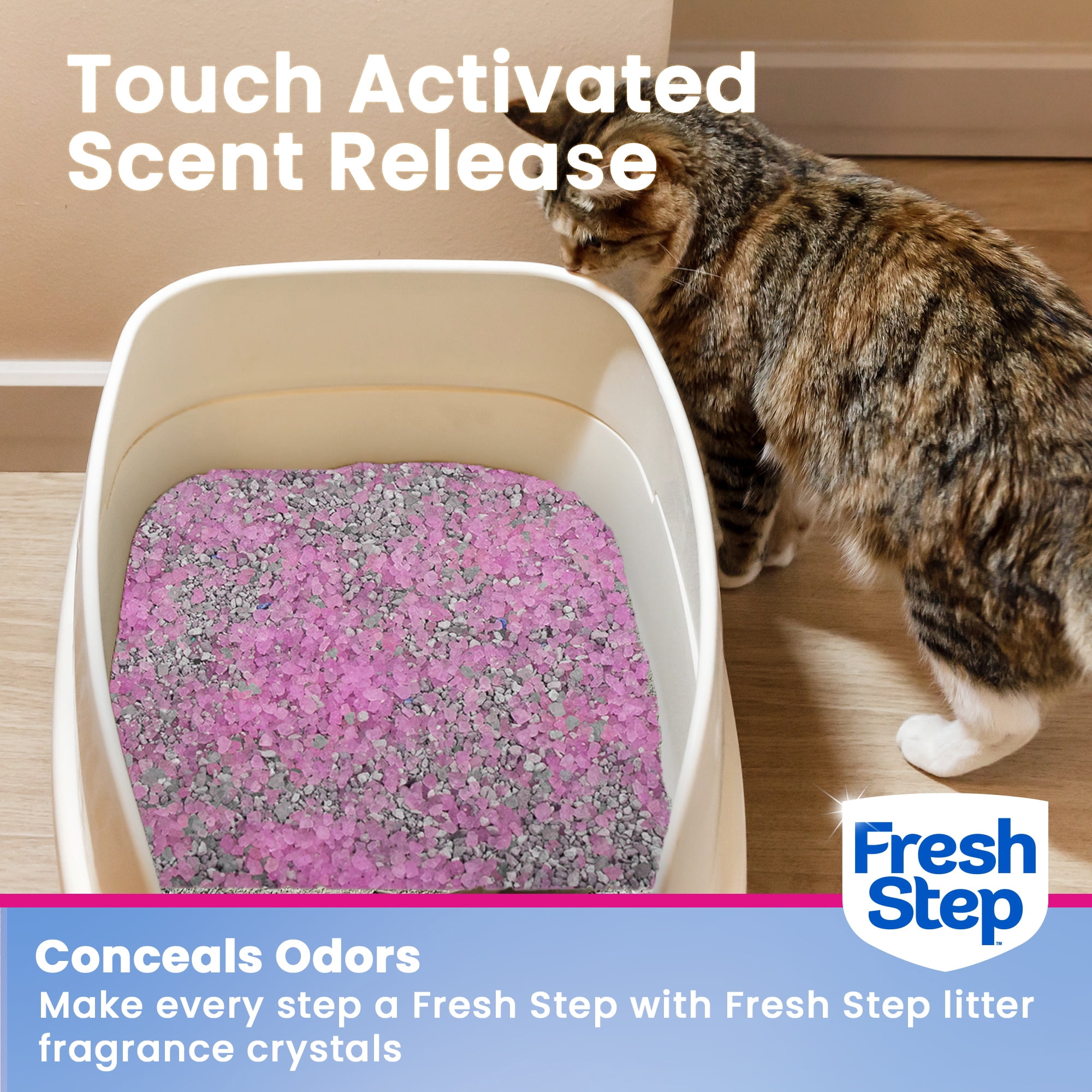 Fresh Step Cat Litter Deodorizing Scent Boosting Crystals in Sweet Blossom Scent, 32oz