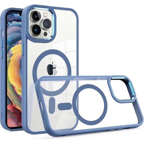 Magnetic Series Designed for iPhone Case[Compatible with MagSafe][Military Drop] Metal Camera,Full Body Bumper Protection,Not Yellowing Clear Shockproof Cover (Blue,iPhone 14)
