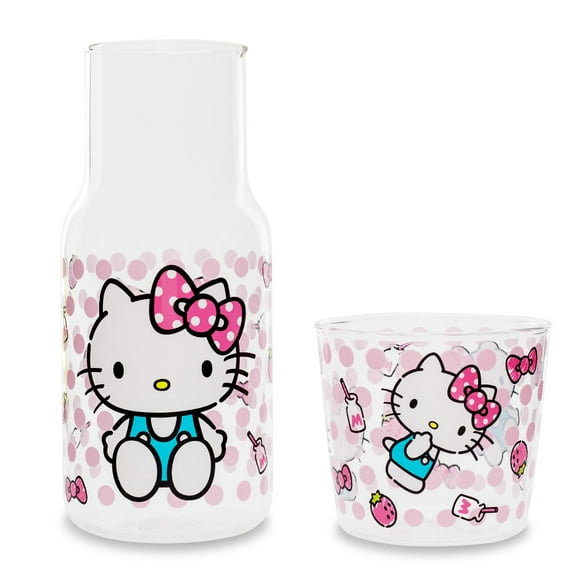 Set de jarra y taza de cristal Sanrio Hello Kitty Pink Dots