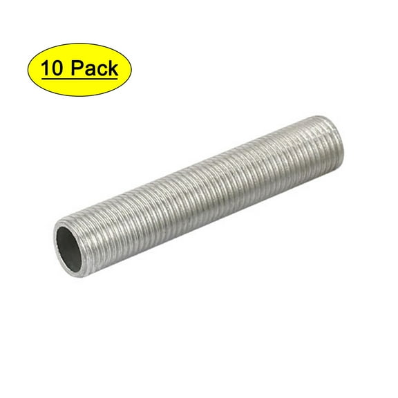 M10 1mm Pitch Threaded Zinc Alloy Pipe Nipple Lamp Repair Part 40mm Long 10pcs